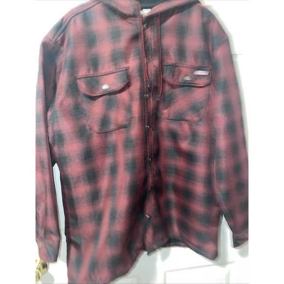 Dickies Other - Dickies Hooded Red Burgundy Black Plaid Jacket Size XL (46-48)